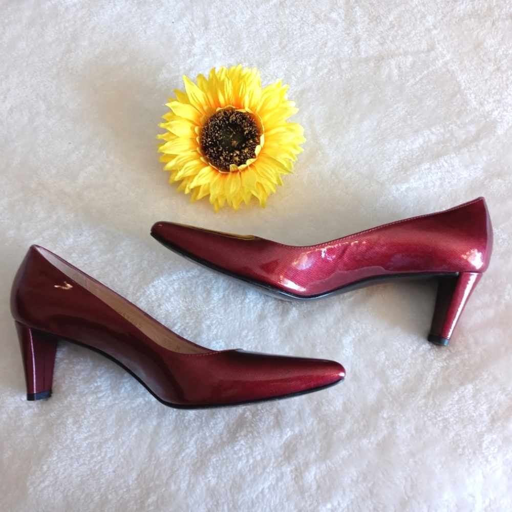 Stuart Weitzman Ruby Red Patent Pointy Heels - image 3